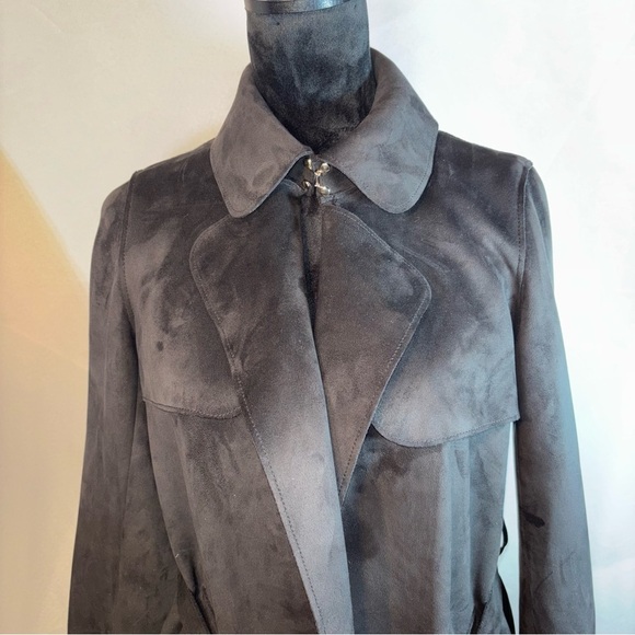 H&M Women’s Black Suede Hook Close Belted Jacket Blazer Size XS - Picture 2 of 9